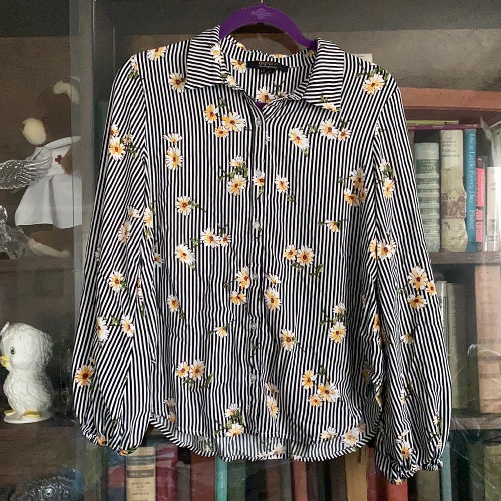 Striped Floral Forever 21 Shirt